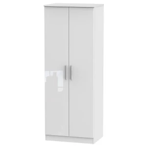 Image of Robert Dyas Fourisse Ready Assembled Tall 2-Door Wardrobe -White