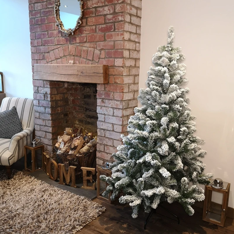 Image of SAMUEL ALEXANDER Samuel Alexander - Kaemingk 6ft (180cm) Flocked Snowy Imperial Pine Hinged Christmas Trees 370047 / 680951