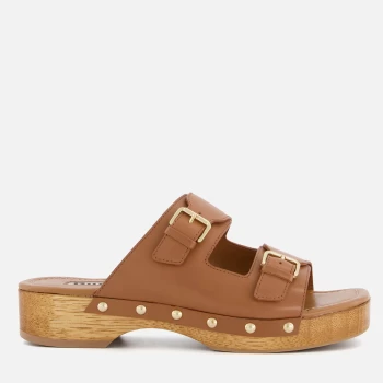 Image of Dune Womens Juniper Leather Clog Sandals - Tan - UK 6