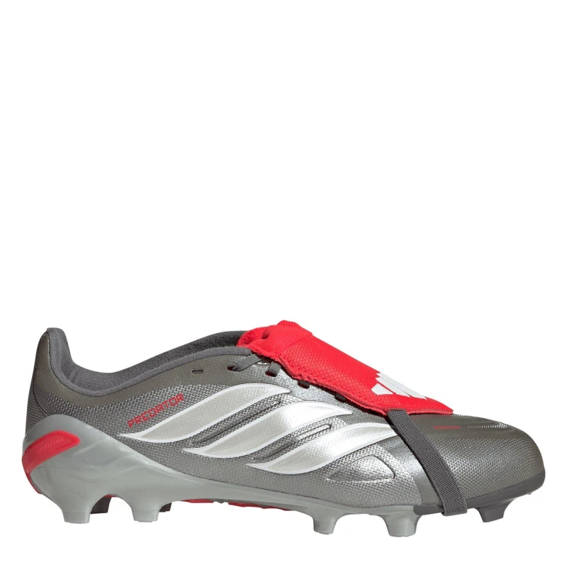 Image of adidas Predator Fold-Over Tongue League Firm Ground Football Boots Juniors Grey/Red unisex 5.5 (38.7)