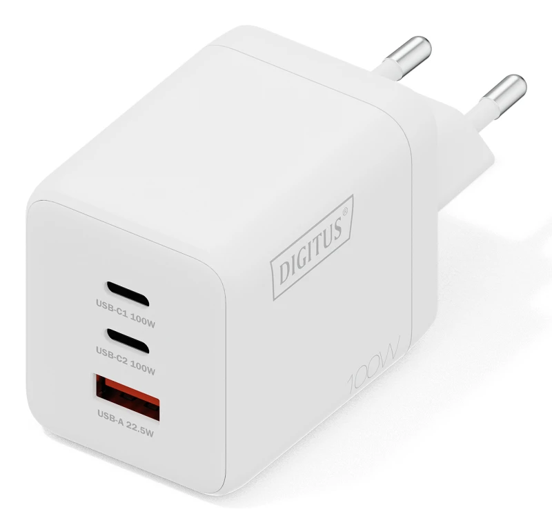 Image of Digitus USB GaN Charger 100W. 2x USB-C. 1x USB-A