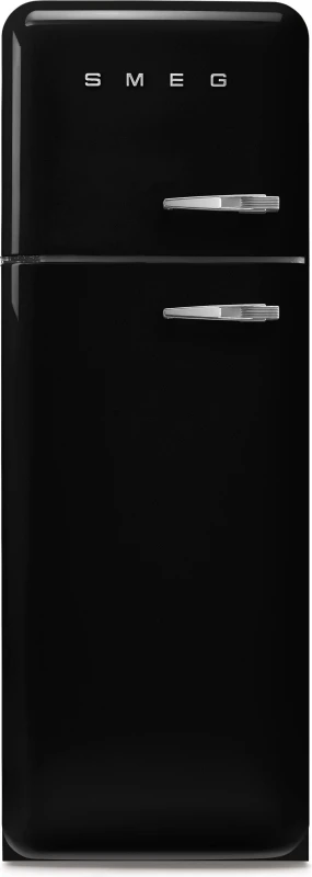 Image of Smeg 294 Litre Fifties Style Left Hand Hinge 70/30 Fridge Freezer - Black FAB30LBL6UK Black