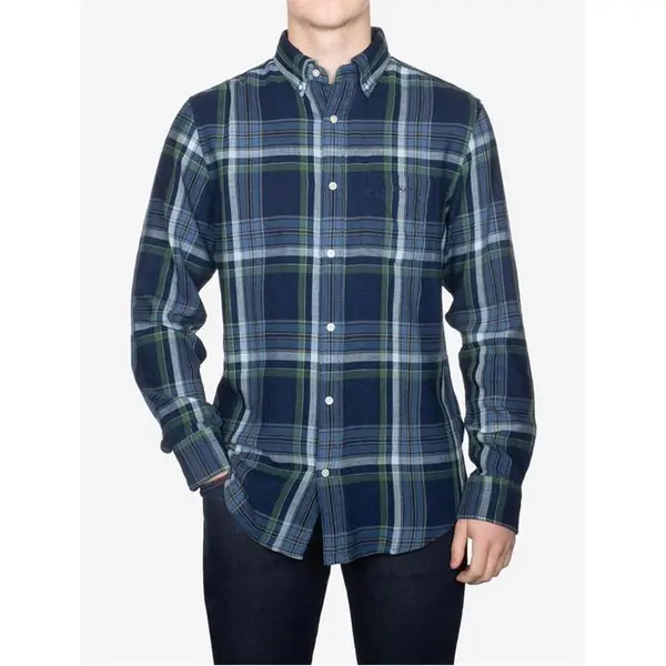 Image of Gant Regular Fit Indigo Twill Check Shirt Oxford Shirt - Long Sleeve S Blue 29827018350