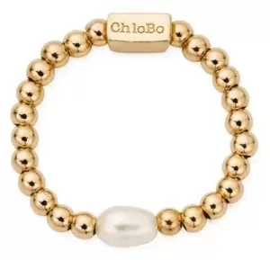 Image of ChloBo GR2RP Mini Pearl Ring Gold Plated Size Medium Jewellery