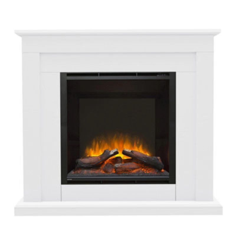 Image of Newland Beadnell 46" Ice White Timber Electric Fireplace