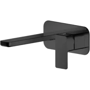 Image of Nuie - Windon 2-Hole Wall Mounted Basin Mixer Tap with Plate - Matt Black