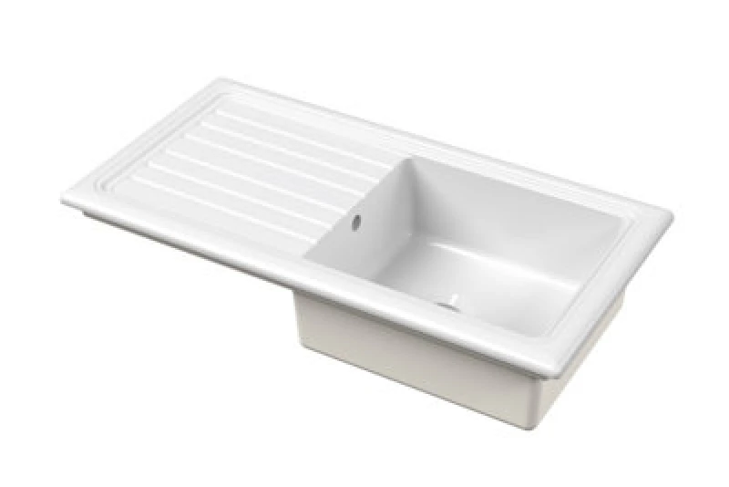 Image of Balterley 101cm Inset Countertop 1 Bowl Fireclay Ceramic Kitchen Sink White White