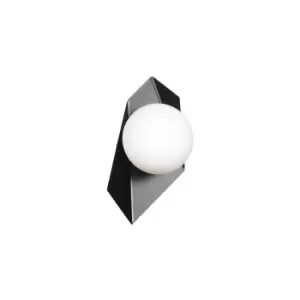 Image of Thord Black Globe Wall Lamp with White Glass Shades, 1x E14