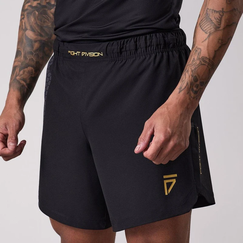 Image of Gym King Unisex Adults Fight Division Combat MMA Shorts Black unisex Large