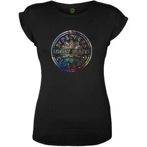 Image of The Beatles - Sgt Pepper Drum Womens Small T-Shirt - Black