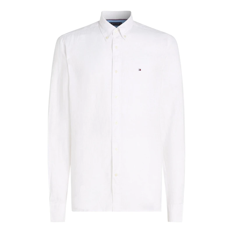 Image of Tommy Hilfiger Mens Pigment Dyed Long-Sleeve Plain Shirt Optic White male S