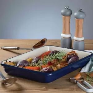 Image of Tala Originals Enamelled Small Roaster 21X28.5X5Cm Indigo & Ivory