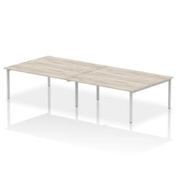 Image of Impulse Impulse Bench B2B 4 Person 1800 Silver Frame Office Bench Desk Grey Oak IMB4P18GRYS