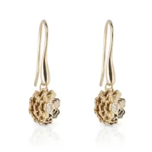 Image of JG Fine Jewellery 9ct Gold Diamond Rotating Peony Flower Drop Earrings