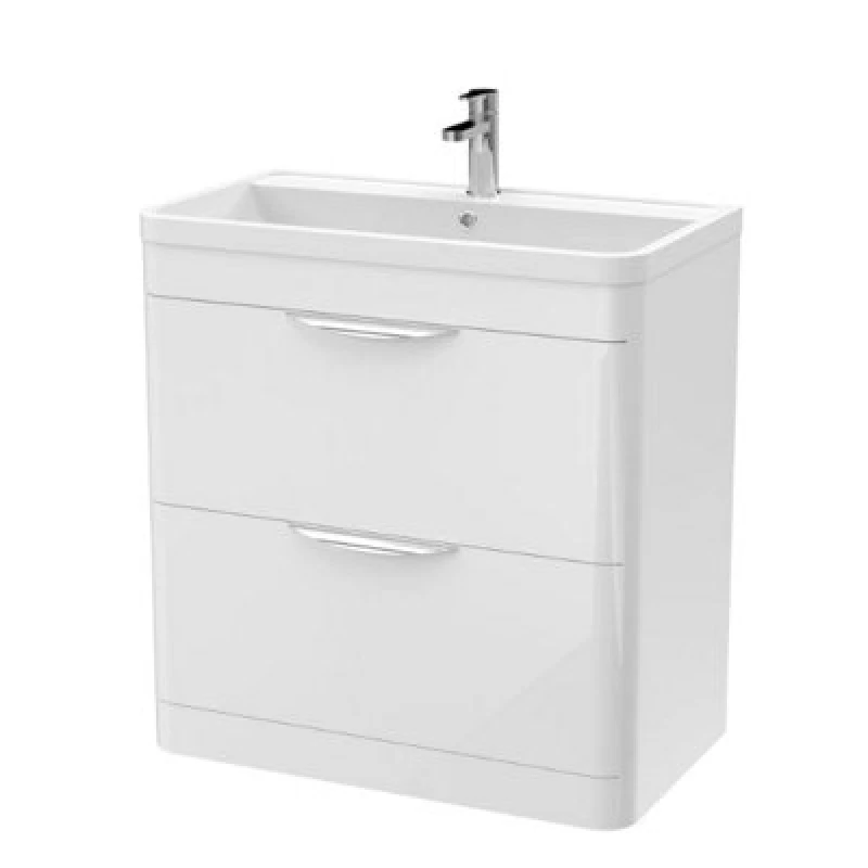 Image of nuie 800mm Floor Standing 2 Drawer Vanity & Ceramic Basin - Satin Green FPA804A