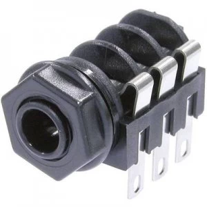 Image of 6.35mm audio jack Socket horizontal mount Number of pins 2 Mono Black Neutrik NMJ2HF S