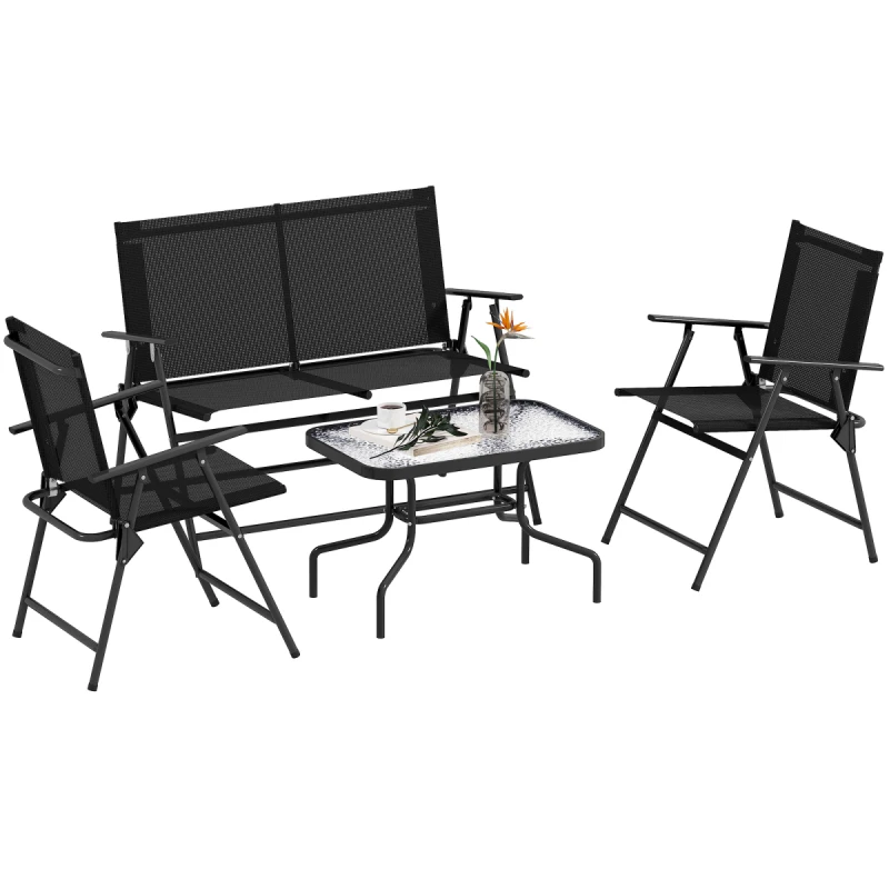Image of Outsunny Patio Furniture Set - Garden Set w/ Table - Foldable Chairs - a Loveseat TJ Hughes 5063603027497