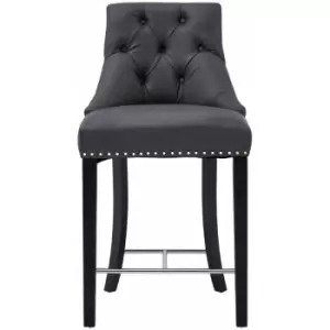 Image of Premier Housewares - Grey Chair for Bedroom Stud Detail Dressing Table Chair Faux Leather Accent Chair For Bedroom Dining Chair W56xD61xH102