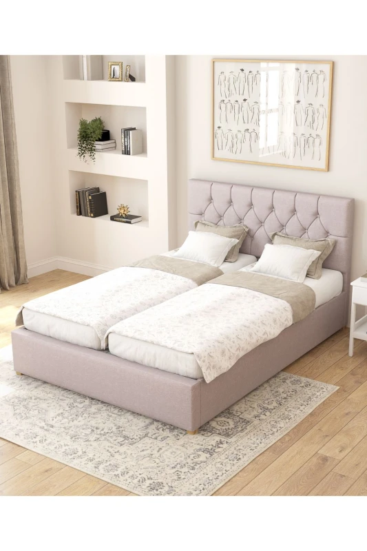 Image of Aspire Olivier Electric Adjustable Bed Upholstered in Eire Linen Fabric with Pocket Sprung Mattress UK Made in Grey Size: King Grey Unisex King