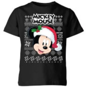 Image of Disney Classic Mickey Mouse Kids Christmas T-Shirt - Black - 7-8 Years