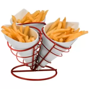 Image of Premier Housewares 3-Cone French Fries Stand Set - Red