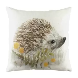 Image of Woodland Hedgehog Cushion White / 43 x 43cm / Polyester Filled