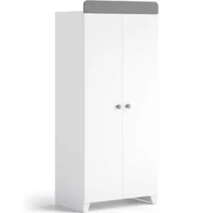Image of Little Acorns Classic Double Wardrobe, White & Grey - White & Grey