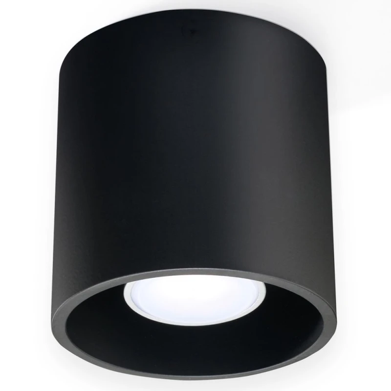 Image of SOLLUX ORBIS 1 Black Round Ceiling Lamp - Modern Loft Design LED GU10 - Stylish & Minimalistic - Black, Gray, or White