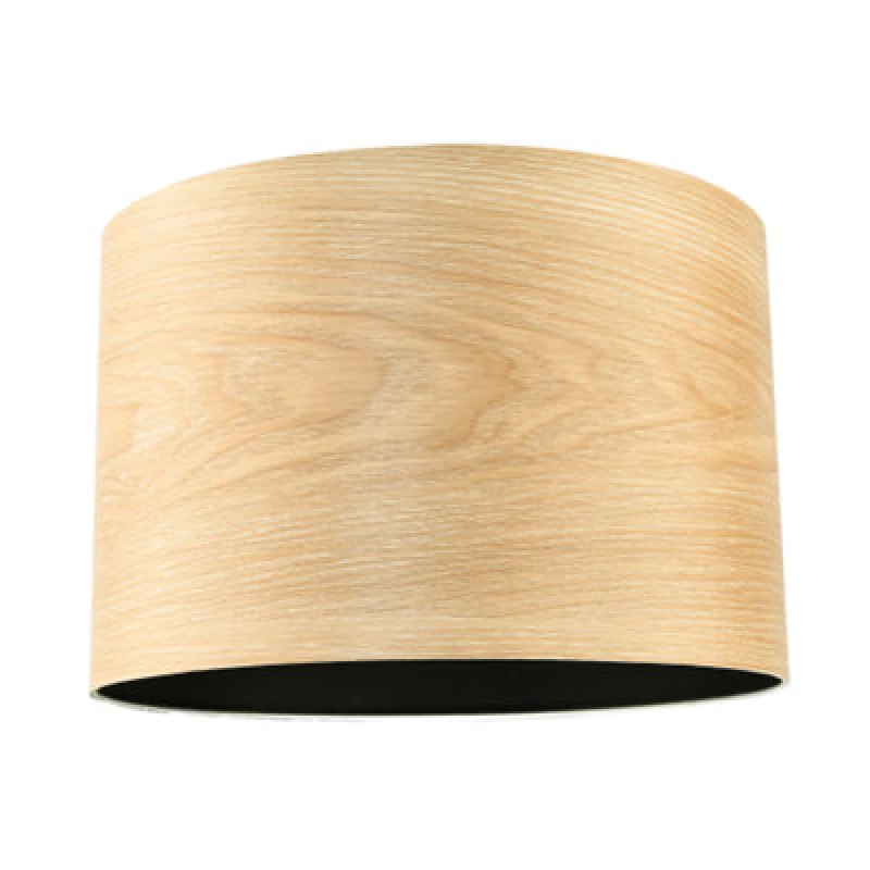 Image of Happy Homewares Designer Bamboo Wood Effect Round Lamp Shade With Inner Black Lining