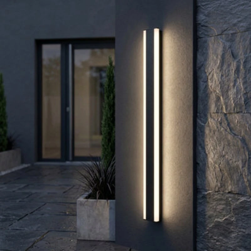 Image of ENER-J 100 x 8 cms size Outdoor Acrylic Black Wall Lights, 24W Waterproof IP65 Warm White Size: 100 x 8cm White Unisex 100 x 8 cm