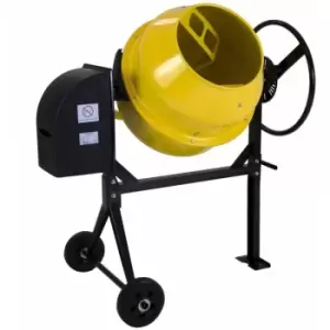 Image of Charles Bentley 140L 230V 550W Portable Cement Concrete Mixer with Wheels - Yellow