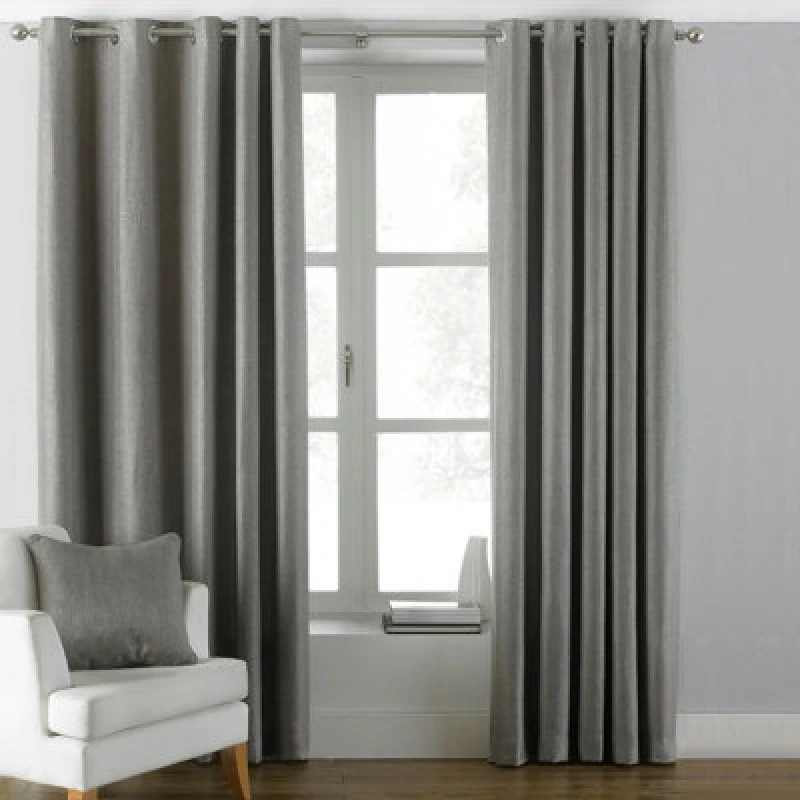 Image of Atlantic Twill Woven Eyelet Curtains Grey / 229 x 183cm