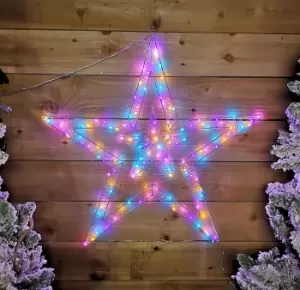 Image of 80cm Light Up Double Star Christmas Decoration with 140 LED in Rainbow