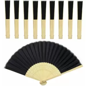 Image of Japanese Bamboo Folding Fans - Pack of 10 Pukkr - Black