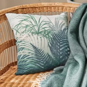 Image of Clarissa Tropical Leaf Forest Green Cushion Forest (Green)
