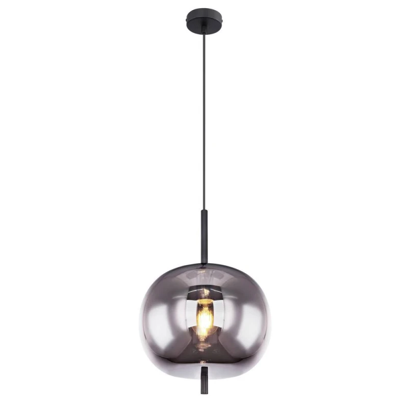 Image of Netlighting Blacky Globe Pendant Ceiling Light Black Glass Shade 1x E27 Black Unisex