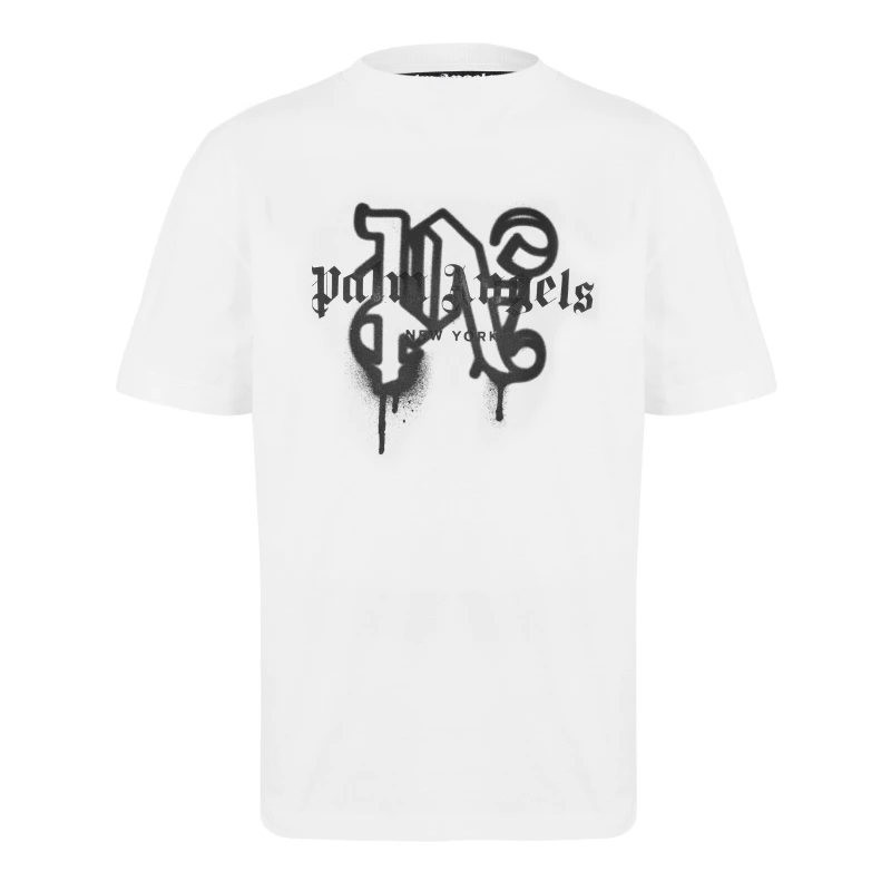 Image of Palm Angels Mens Ny Mono T-Shirt White Black male S