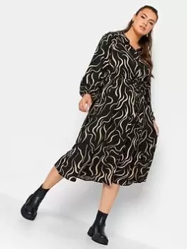 Image of Yours Long Sleeve Shirt Dress Neutral Swirl, Natural, Size 38-40, Women