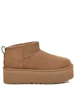 Image of UGG Classic Ultra Mini Platform Ankle Boots - Chestnut, Size 7, Women