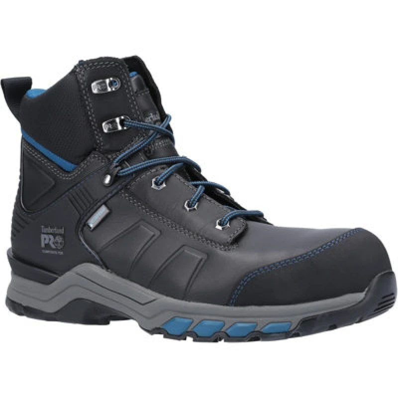 Image of Timberland Pro Mens Hypercharge Waterproof Safety Boots in Black/Teal, Size 13 Rubber 30948-52785