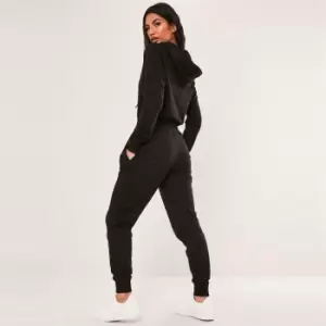 Image of Missguided Hooded Loop Back Jumpsuit - Black