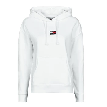Image of Tommy Jeans TJW TOMMY CENTER BADGE HOODIE womens Sweatshirt in White - Sizes S,M,L,XL,XS,XXS