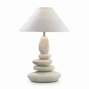 Image of Dolomiti 1 Light Large Ceramic Table Lamp Beige, Satin Nickel, E27