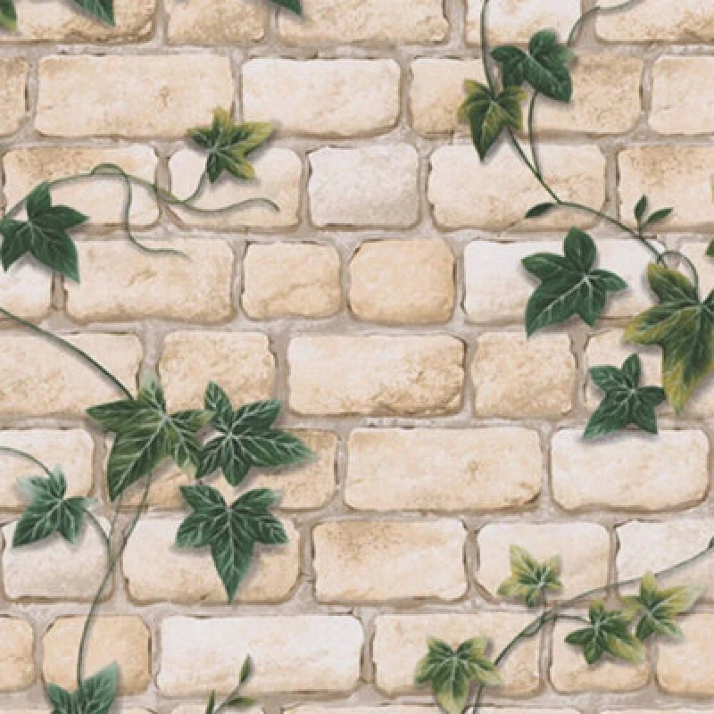 Image of As Creation Il Decoro Brick Ivy Decoro Vines Leaf Green White Wallpaper 980434