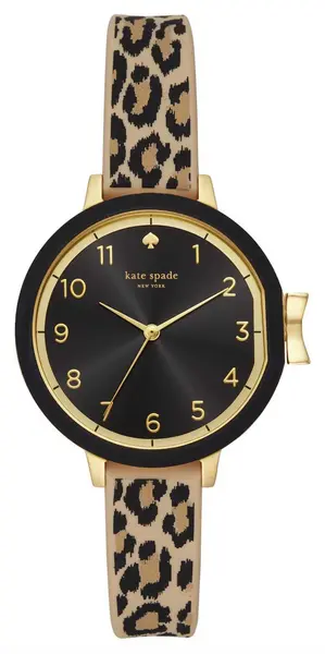 Image of Kate Spade KSW1485 Park Row (34mm) Black Dial / Leopard Watch