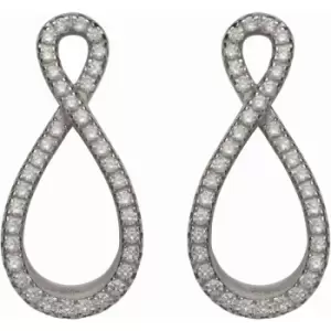 Image of Ladies Unique & Co Sterling Silver 925 Stud Earrings with Rhodium Plating and CZ