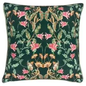 Image of Heritage Bell Flowers Cushion Viridian