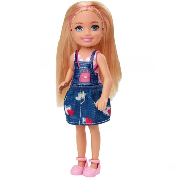 Image of Barbie Club Chelsea Mini Girl Doll Blonde Doll In Jean Skirt