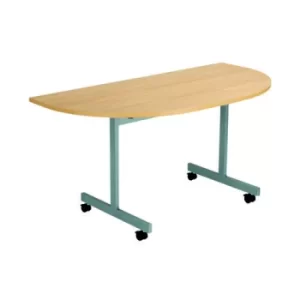 Image of D-End Tilt Table 1400 x 700mm Nova Oak/Silver KF822455