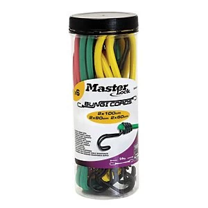 Image of Master Lock Jar of 6 Twin Wire Bungees (2 x 60+ 2 x 80 + 2 x 100)